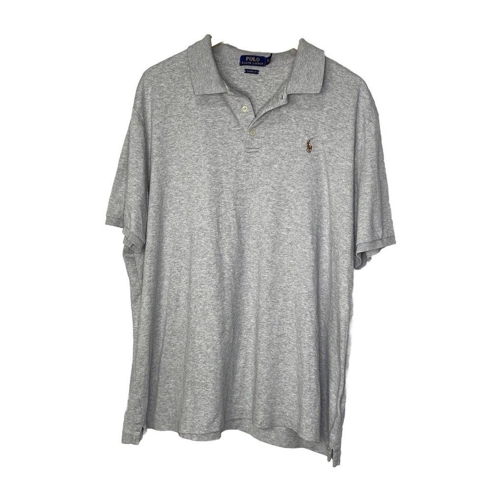 Polo Ralph Lauren Men’s short sleeve polo Shirt collared gray cotton  Size Xxl